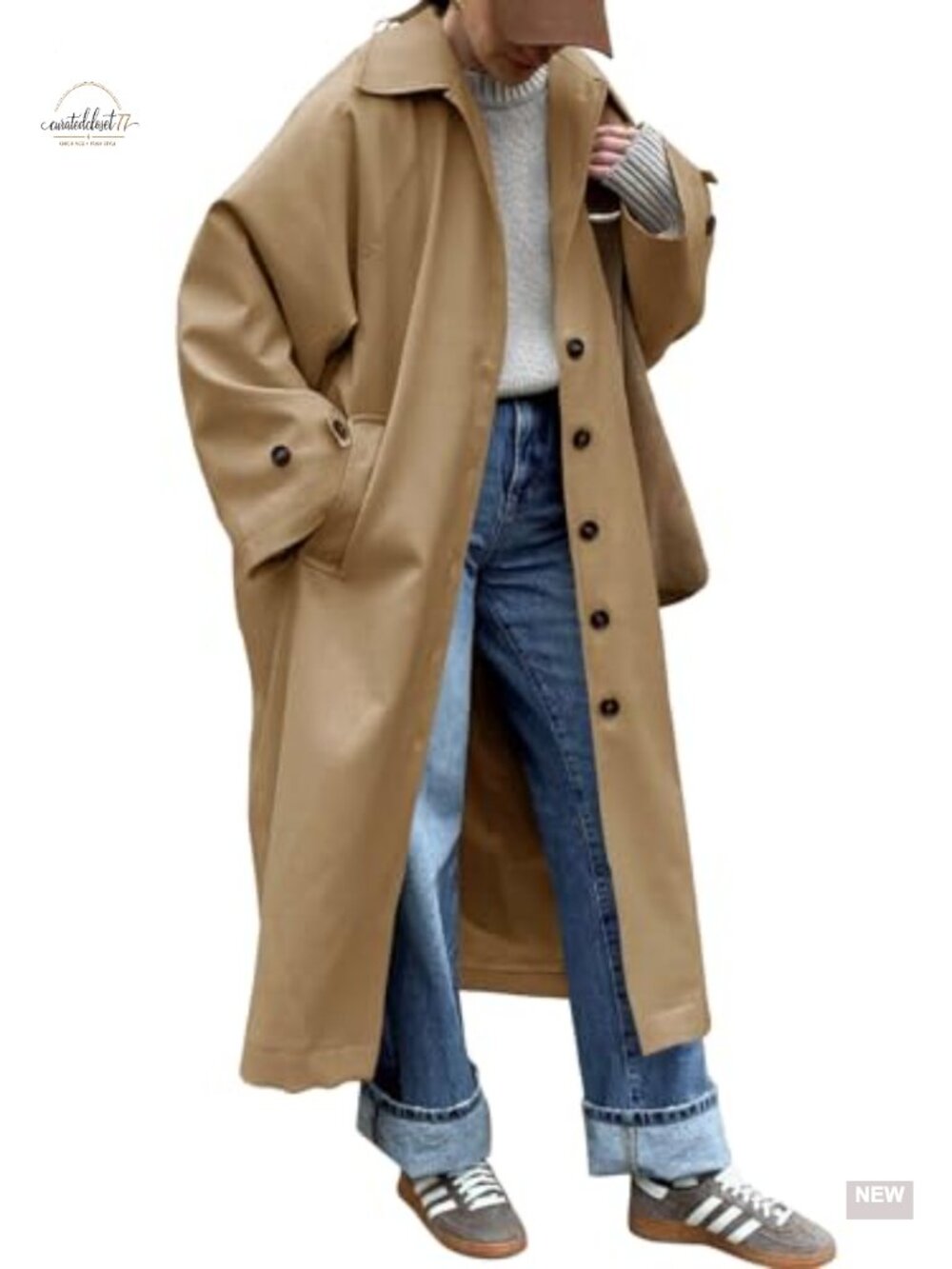 Long Trench Coat Single Breasted Oversized Windproof Classic Lapel Fall Overcoat
